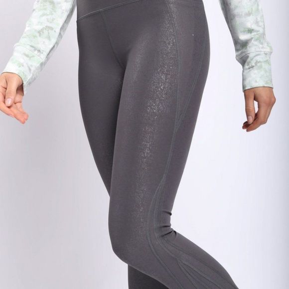 High-waisted Foil Leggings With Side Pockets Urban Chic Grey - Picture 7 of 9